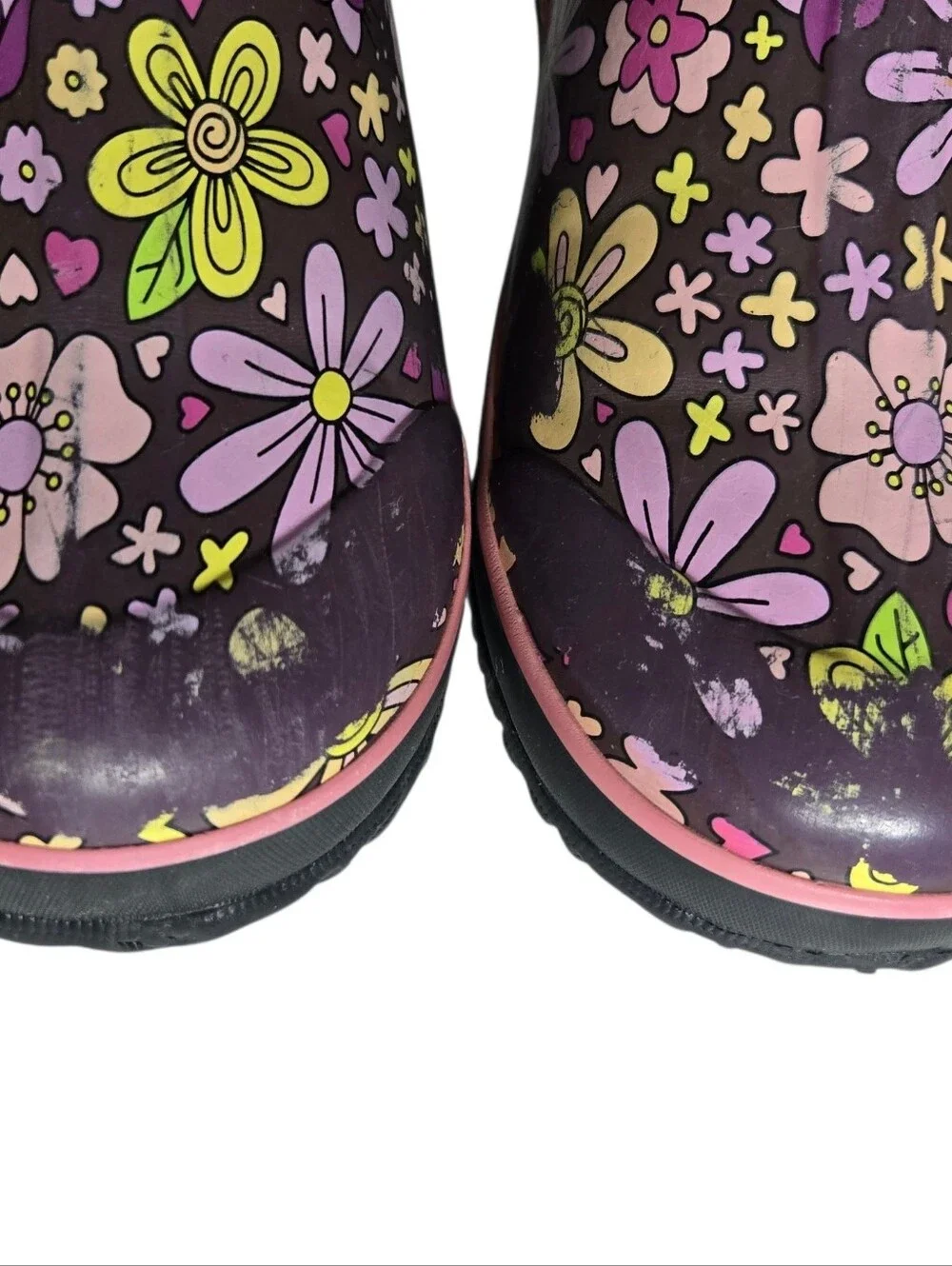 Bogs Classic Northwest Garden Purple Floral Waterproof Boots Size 6 Youth